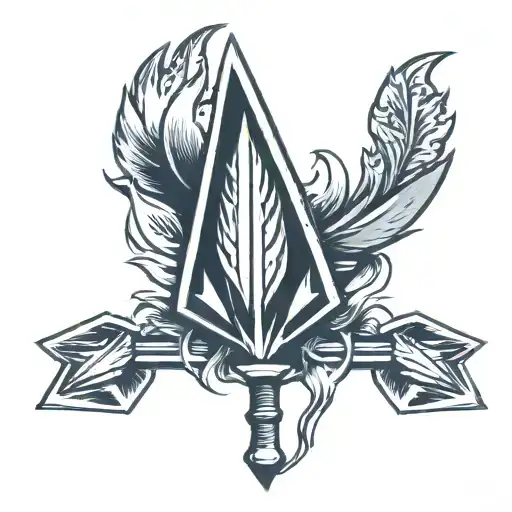 American Traditional Arrow Head With Flames