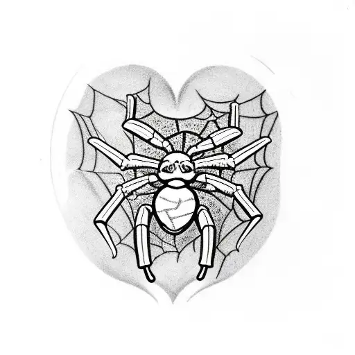 A Heart With Spider Leg And Hihanbana Flower Grow Out From It