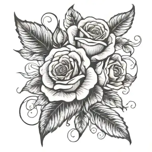 Rose And Fall Leaf Intertwined