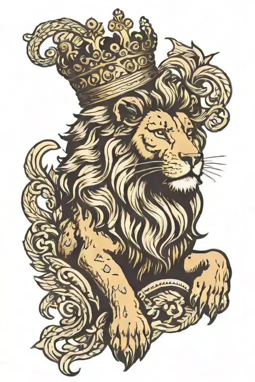 Lion Wearing A Crown Holding Book