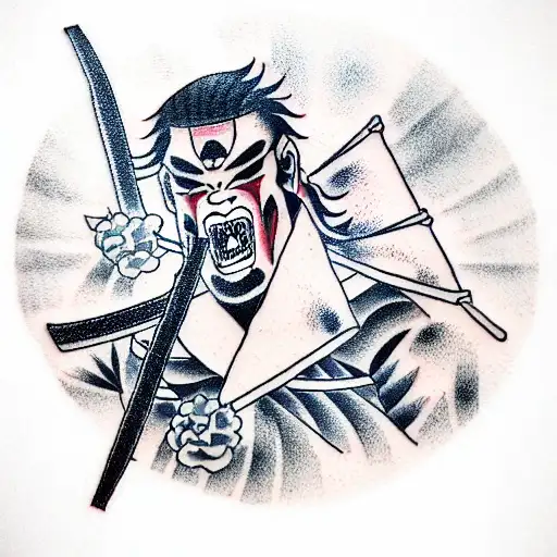 Samurai In Akuma Mask