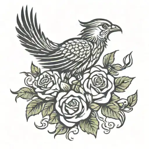 Phoenix And Roses With Thorns
