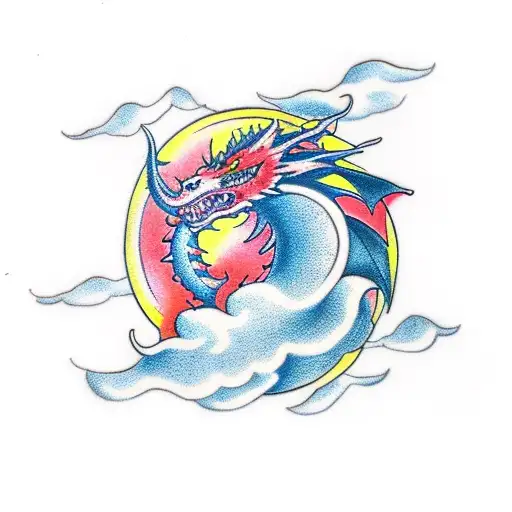 Dragon With Cloud Background