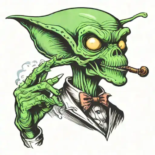 Alien Smoking A Pipe