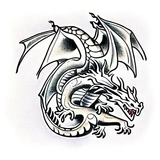 Dragon With 2 Baby Dragons