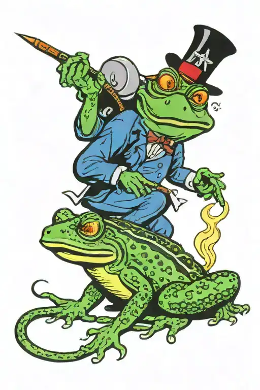 Worm Riding A Frog Smoking