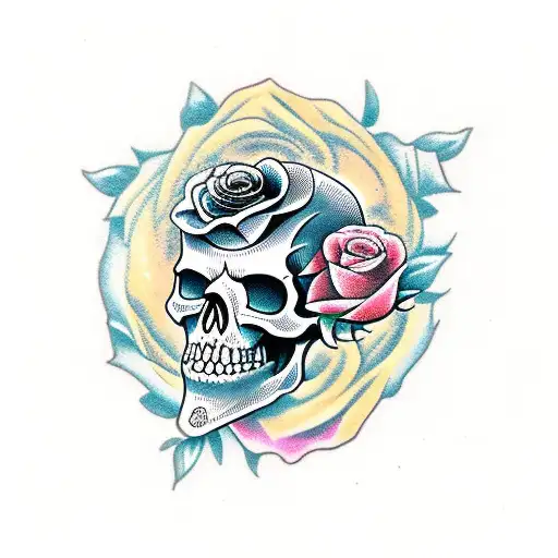 Skull And Roses Inside Sand Clock