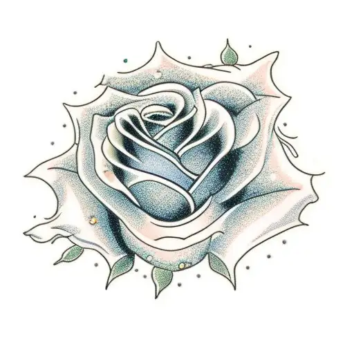 Rose With Snow With Stem