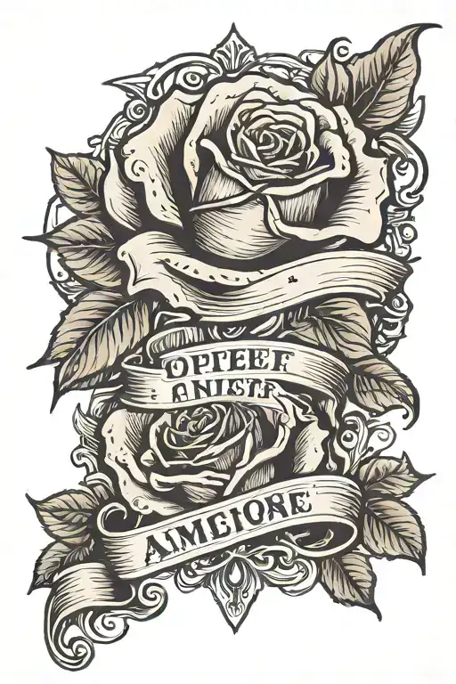 Rose With Banner Wrapped Loosely