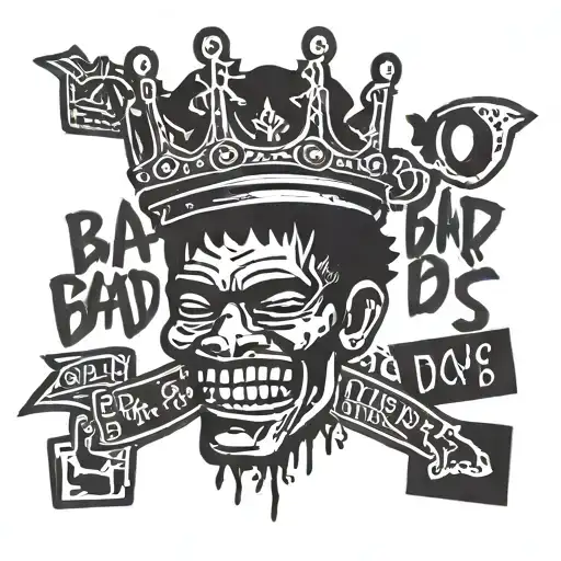 Basquiat Crown And Text 'Bad Boys'