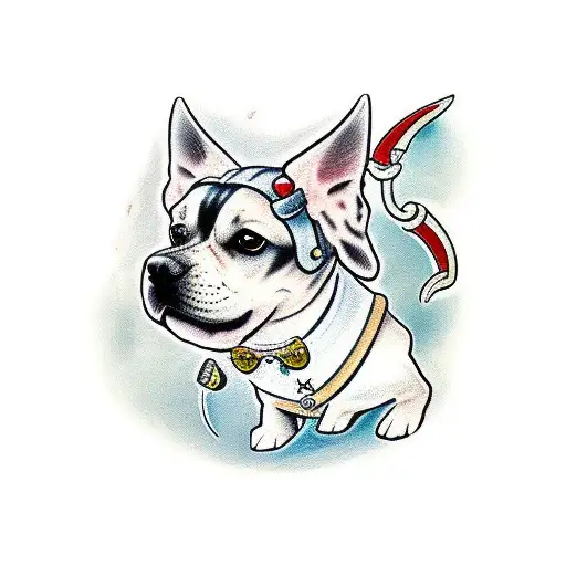 A Cute Dog With A Big Sword