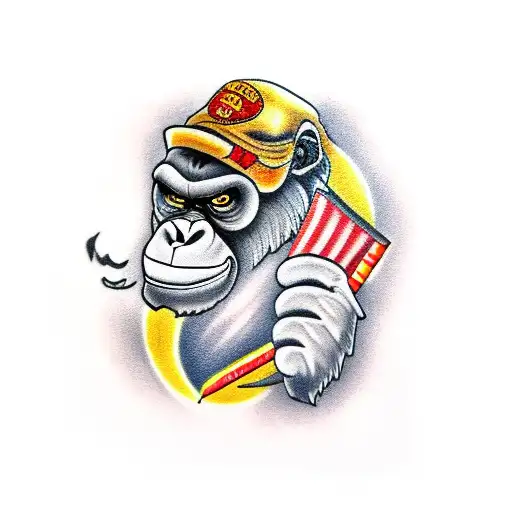 Angry Gorilla Face Smoking Cigar