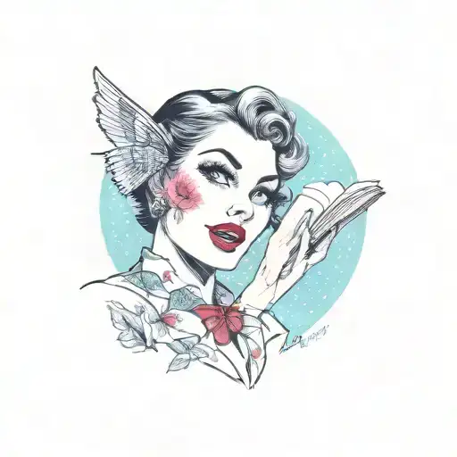 Book Reading Pin Up Girl