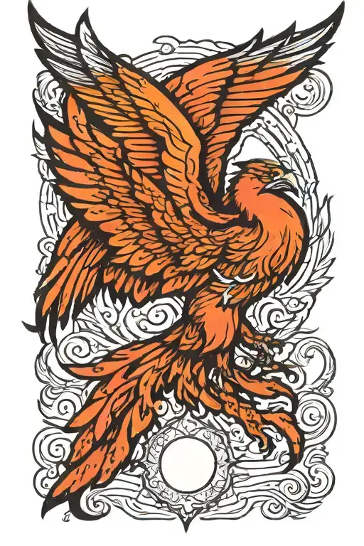 Phoenix Made Of Light Rising From Her Ashes Flying