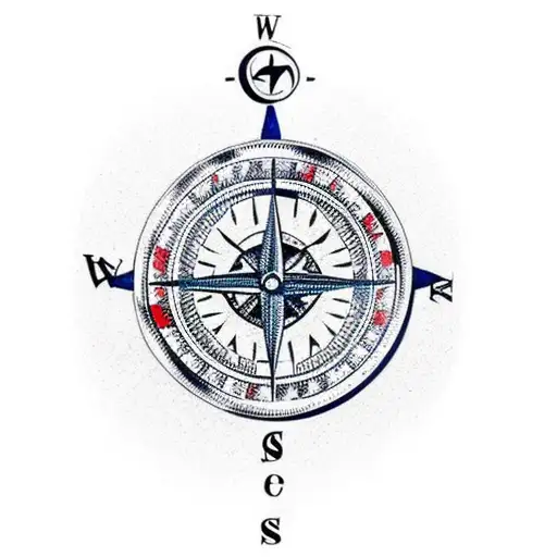 A Traditional-style Compass Surrounded By Rugby Players In Action Poses