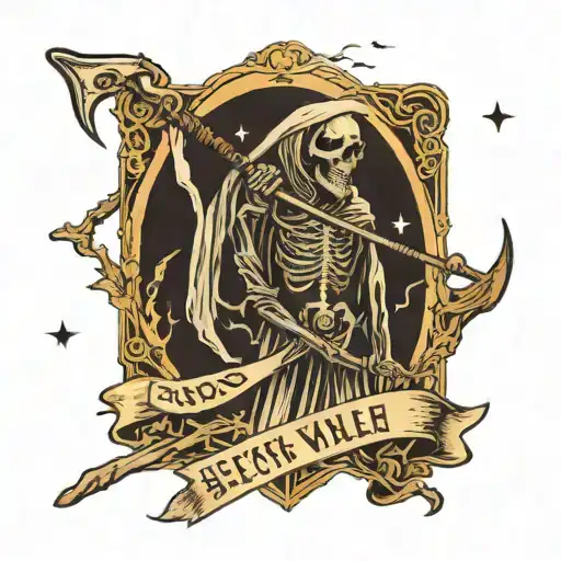 Tarotcard Death Holding Scythe With Death Valley Background