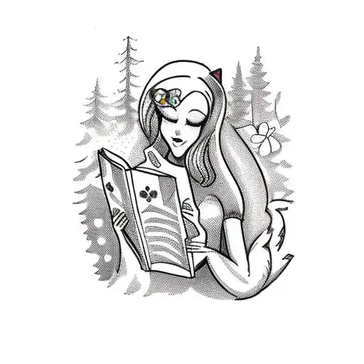 Princess Reading A Book In A Forest With Foxes