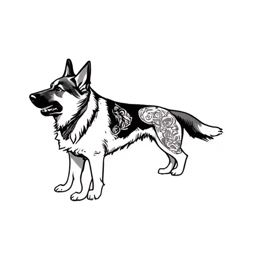 German Shepherd With Mountain