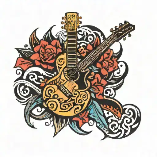 A Tribal-inspired Guitar Design Incorporating Elements Of The 90'S Aesthetic