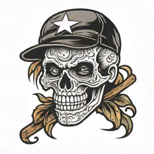 Skull Face Stitching Baseball