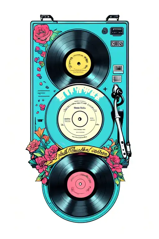 Color Psychodelic Turntable With Two Records