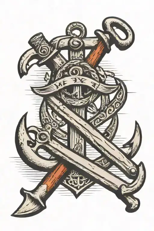 An Ax And A Wrench And An Anchor