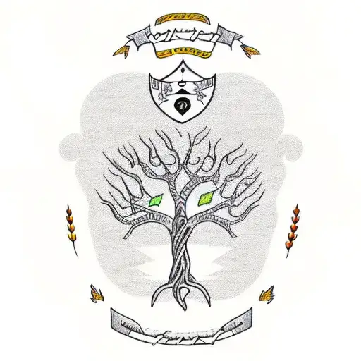 Family Tree Intertwined With Nigerian Cultural Symbols