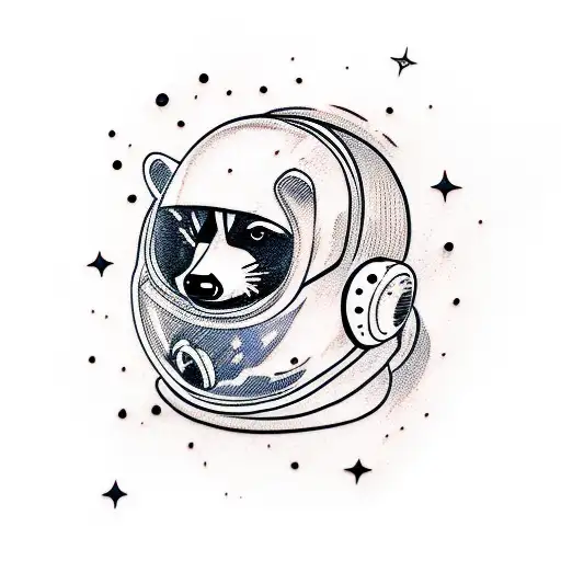 Raccoon Wearing Space Helmet