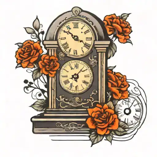 Grave With A Clock As A Grave Stone