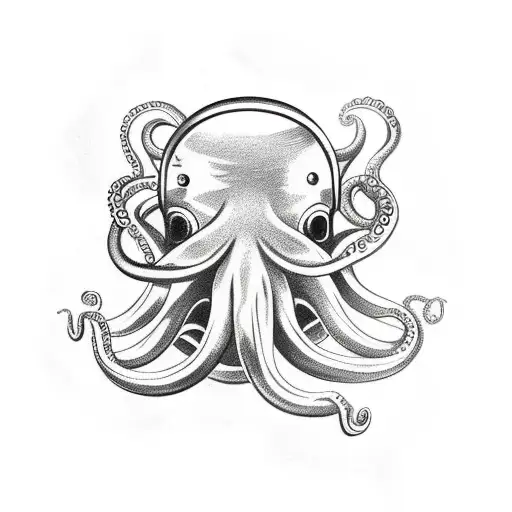 Octopus Wrapping Around A Diving Helmet