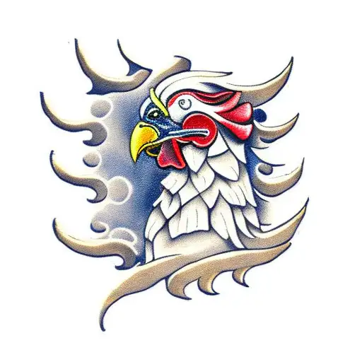 Fierce Cockerel Atop An Old Leather Football