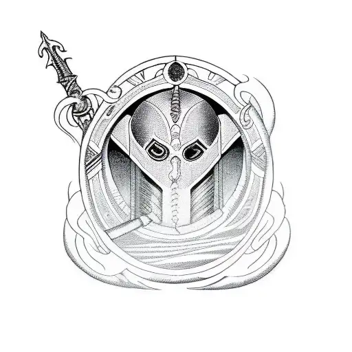 A Blackwork Tattoo Of A Fremen Warrior Wielding A Sword Inspired By Dune