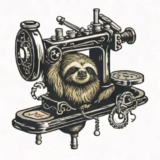 Tattoo Machine And Sloth Hanging Moon