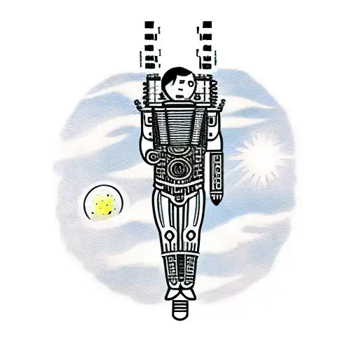 Cyborg Floating In Space With Accordion