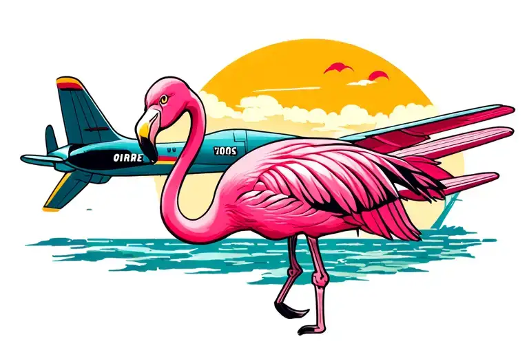 Flamingo And Airplane