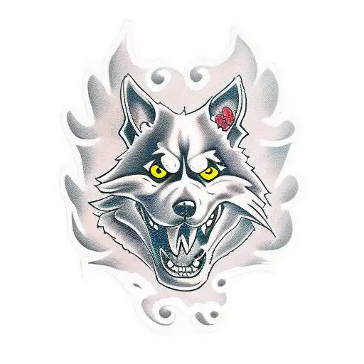 Angry Dog Head With Red Eyes