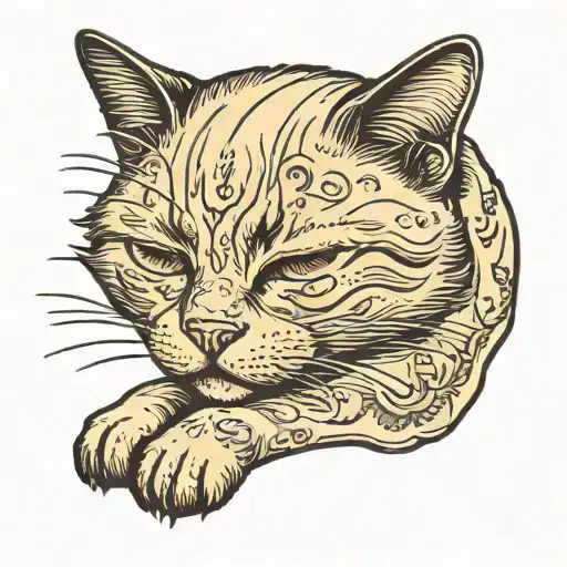 Cream Colored Domestic Short Hair Cat Sleeping