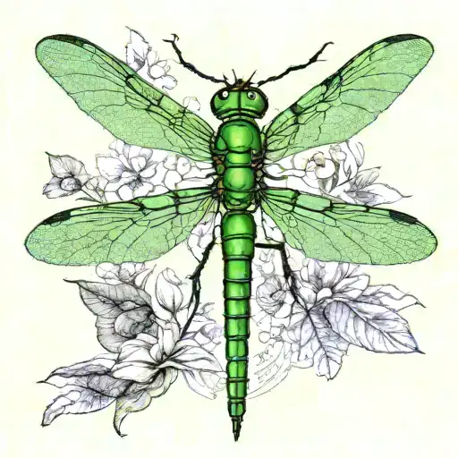 Green Female Eastern Pond Hawk Dragonfly Anatomical