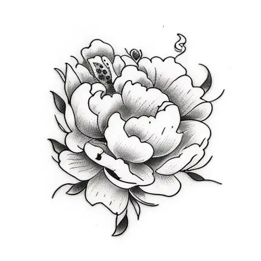 Peony Black And White