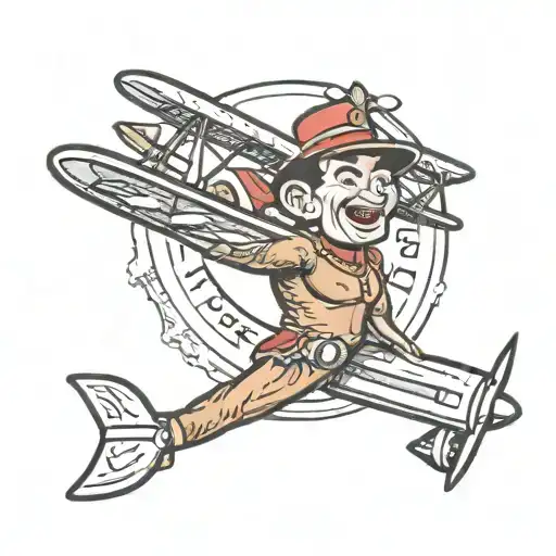 Chapulin Colorado With Plane And Wooden Stick