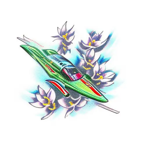 A Sleek Racing Car Speeding Through A Field Of Vibrant Flowers