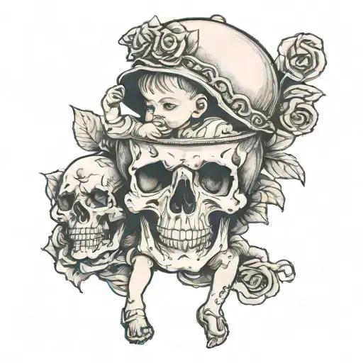 Baby Sitting On A Skull