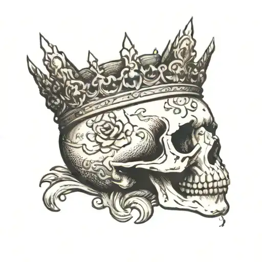 Baby Sitting On A Skull Wearing A Crown