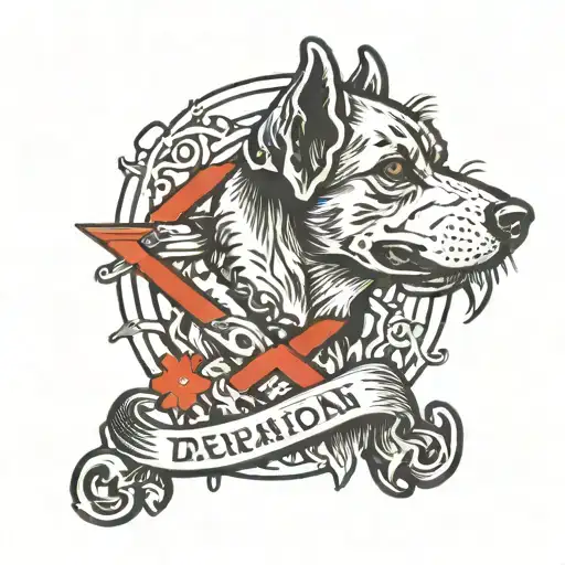 A Traditional Tattoo Of A Dog And A Medical Symbol Intertwined To Represent Your Dual Professions