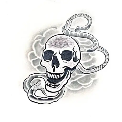 Skull With Snake Around