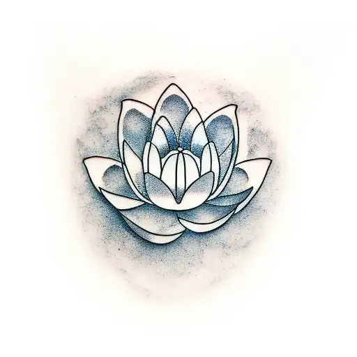 A Minimalist Tattoo Of A Water Lily Floating On A Violin's Sound Waves