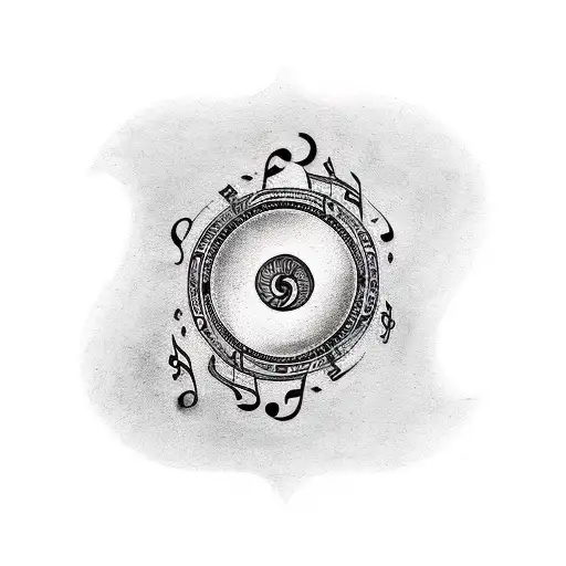 A Traditional-style Yin And Yang Symbol With Musical Notes As The Contrasting Elements
