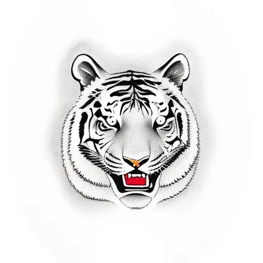 Old School Tiger With Plants