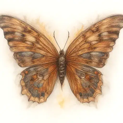Butterfly With Tattoo Wings On Fire