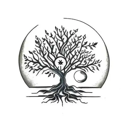 Tree With Scorpio And Moon